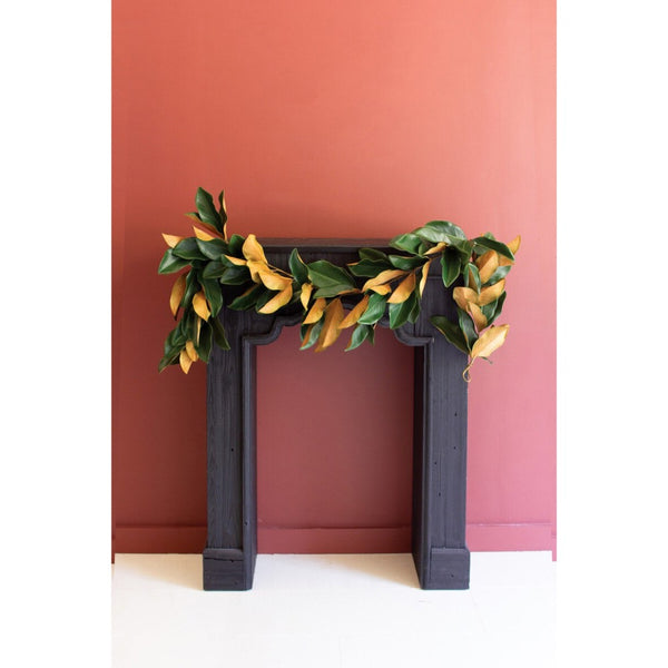 green tan artificial magnolia leaf garland