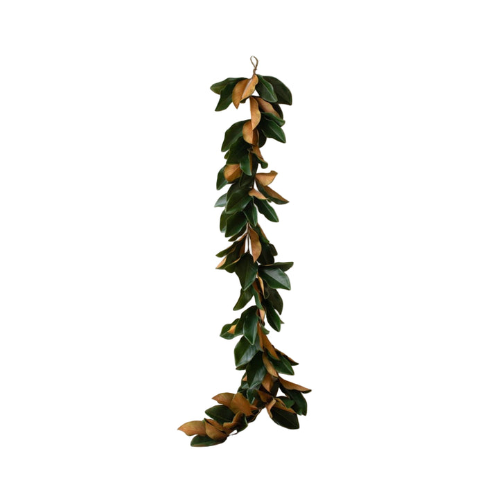 green tan artificial magnolia leaf garland