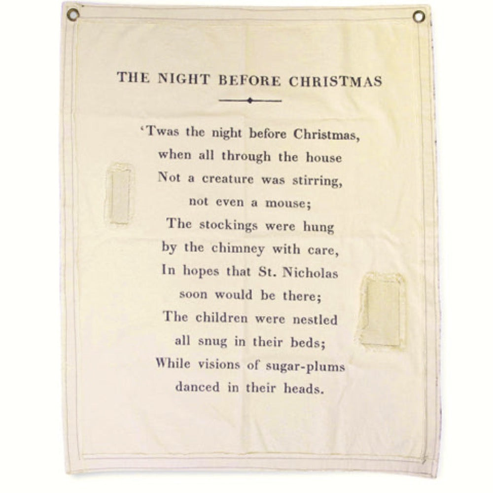 cream canvas wall hanging the night before christmas