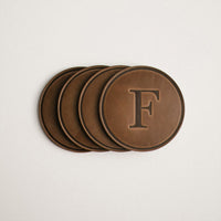 round coasters monogrammed leather personalized