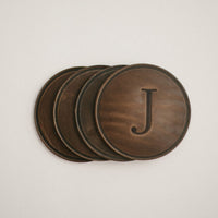 round coasters monogrammed leather personalized