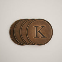 round coasters monogrammed leather personalized