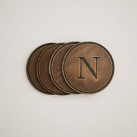 round coasters monogrammed leather personalized