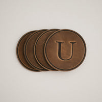 round coasters monogrammed leather personalized