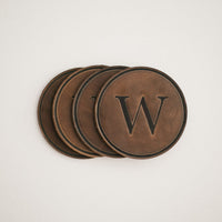 round coasters monogrammed leather personalized