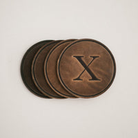round coasters monogrammed leather personalized