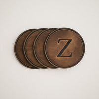 round coasters monogrammed leather personalized