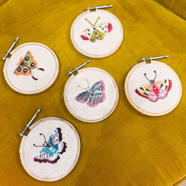 5 embroidery hoops butterfly assortment