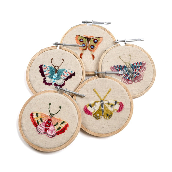 5 embroidery hoops butterfly assortment