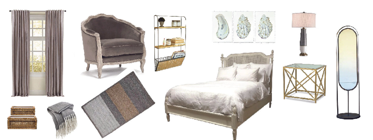 Interior design mood board with neutral colors