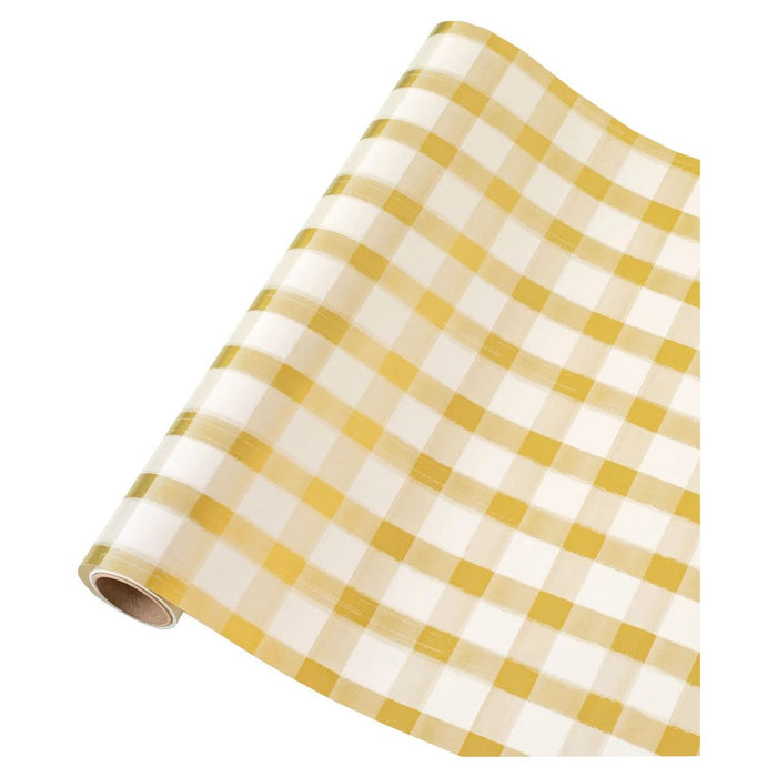 Gold Painted Check Table Runner for Christmas & Dinner Parties