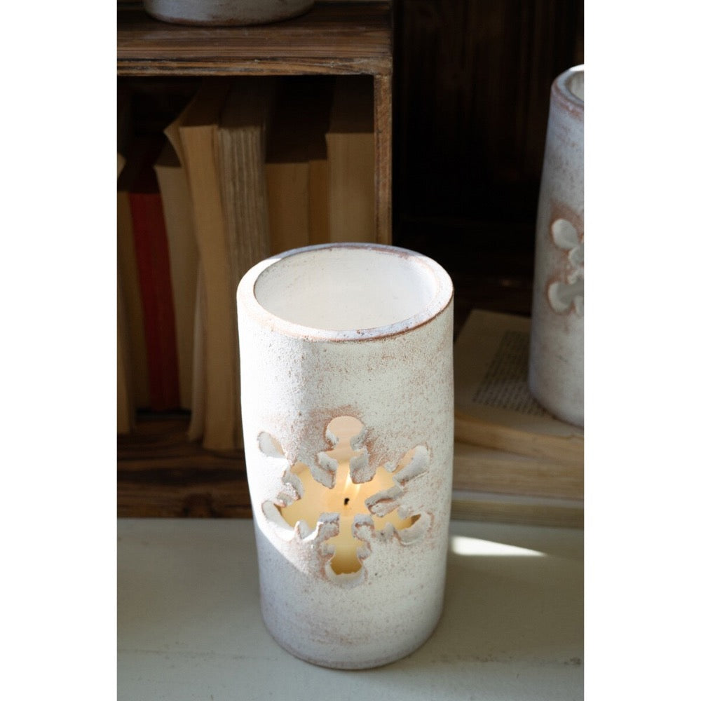 whitewashed clay luminary snowflake