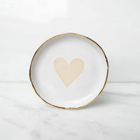 white gold round ring dish ceramic heart