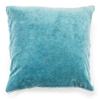 Indigo Blue Velvet Pillow Pom Pom 22" square