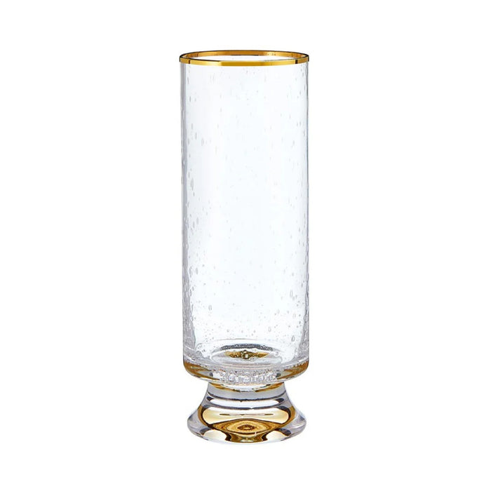 seeded glass champagne glass gold rimmed set