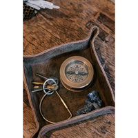 distress brown leather square catchall