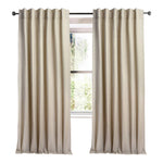natural linen curtain panels with vertical white stripes