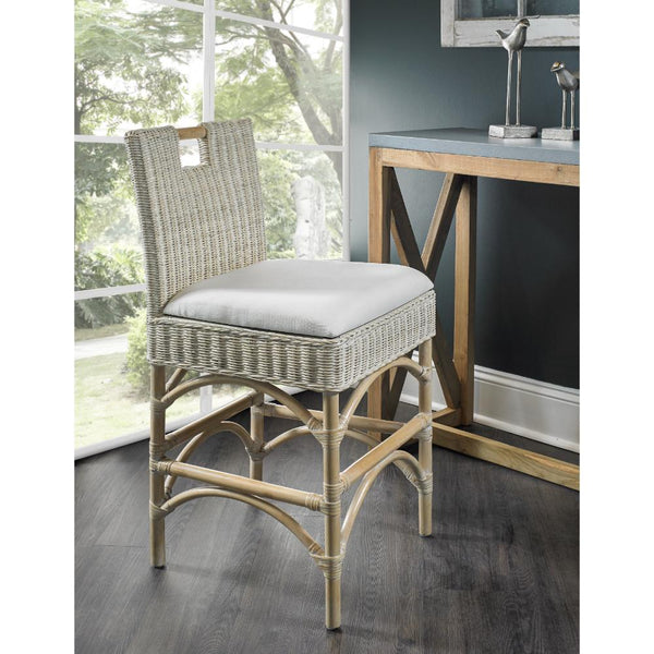 rattan white wash bar stool