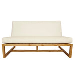 natural teak loveseat outdoor contemporary white cushion