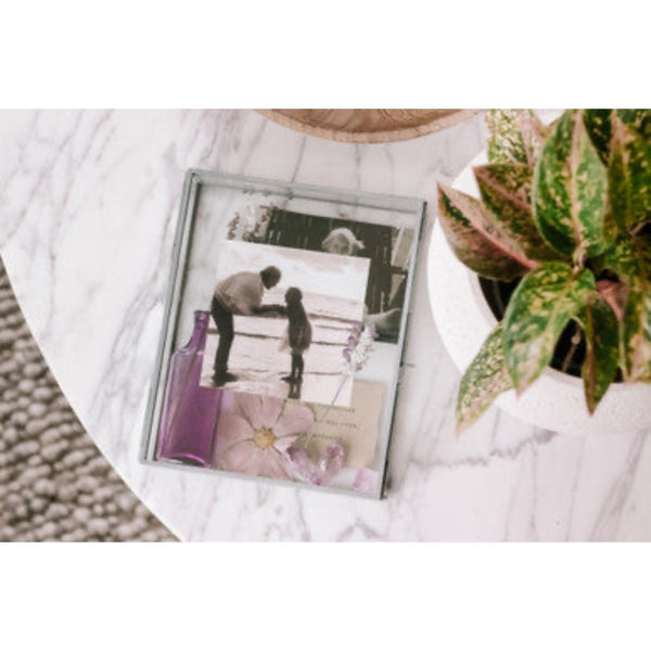 rectangle glass zinc memory box