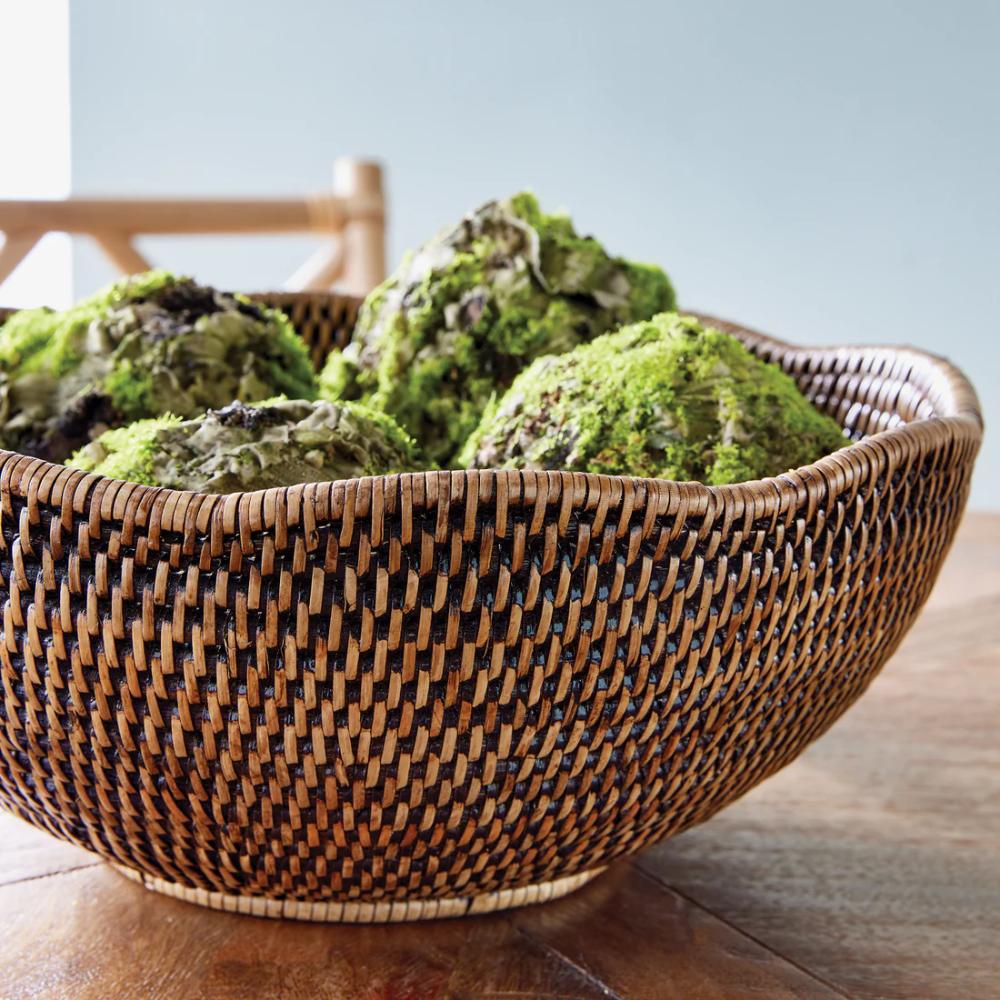 scalloped edge bowl serving woven rattan natural