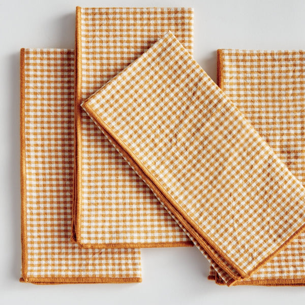 ochre gingham dinner napkin set