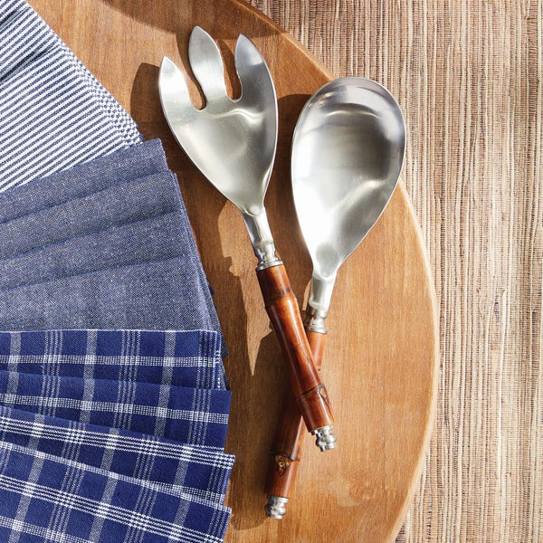 classic salad serving set bamboo handles