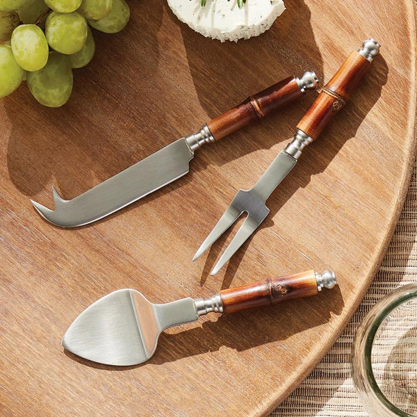 classic cheese knife set bamboo handles