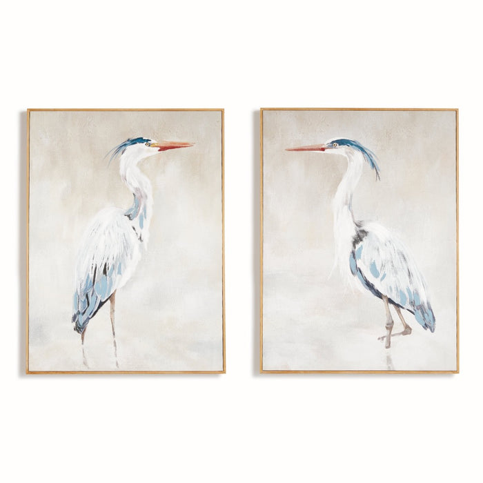 heron framed art giclee print set white blue