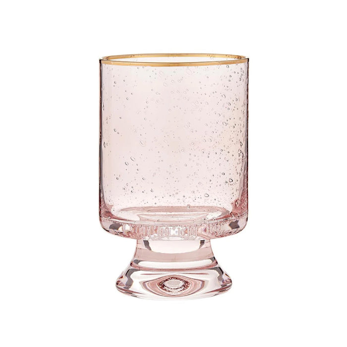 seeded glass blush old fashioned glass gold rimmed set