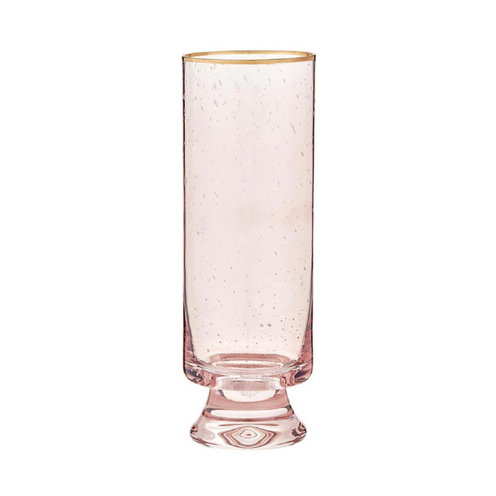 seeded glass blush champagne glass gold rimmed set