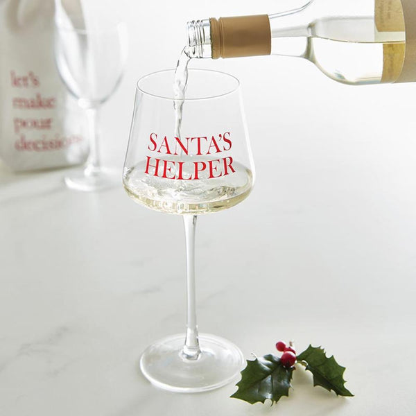wine glass santa's helper holiday set