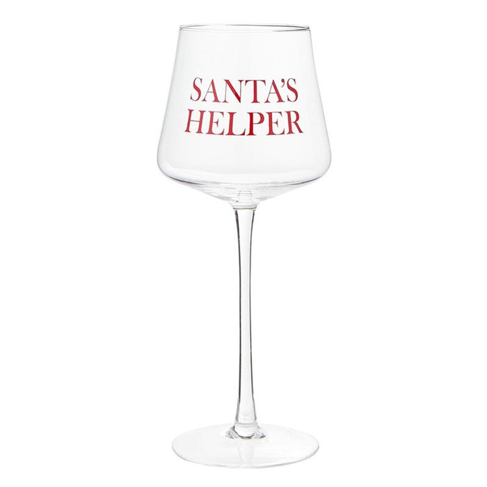 wine glass santa's helper holiday set