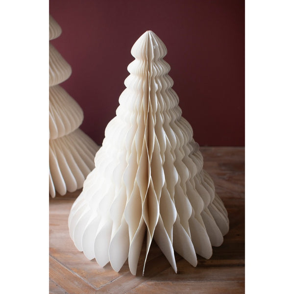 3 white accordian paper Christmas trees