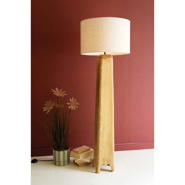 wooden floor lamp fabric shade