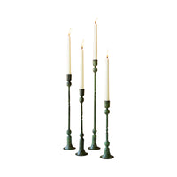 green patina candle holders set forged iron