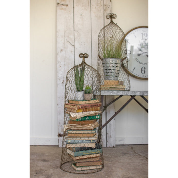 gold wire cloche topiaries set of 2