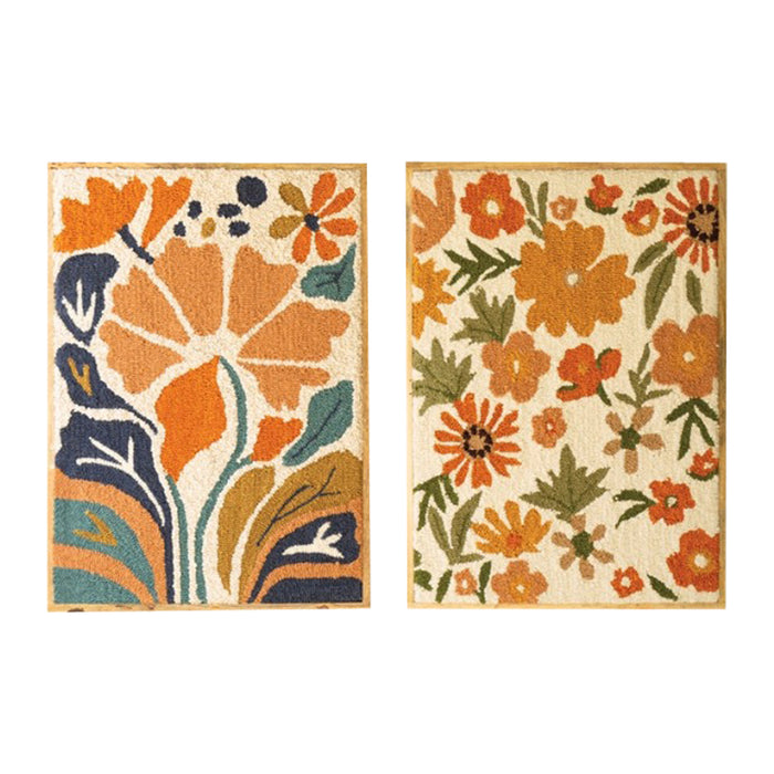 wood framed wall art hand hooked florals multi colored