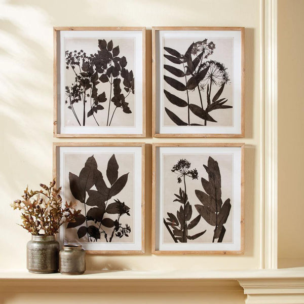light frame art prints sepia foliage set