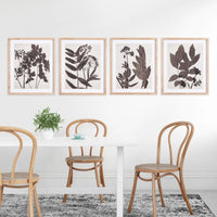 light frame art prints sepia foliage set