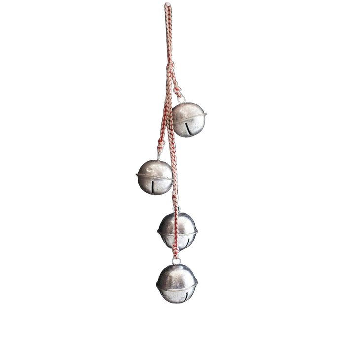 red white rope 4 antique silver jingle bells