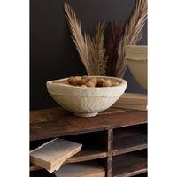 paper mache bowls set of three round cream varied sizes