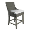 counter stool brown woven curved back white seat cushion wood legs Padma's Plantation