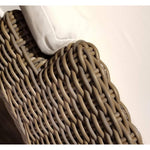 counter stool brown woven curved back white seat cushion wood legs Padma's Plantation