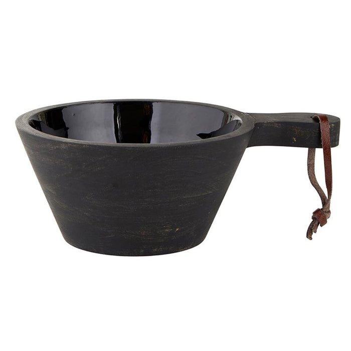 enamel black mango wood bowl handle