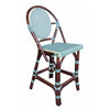 rattan bistro counter stool four legs woven oval back blue bamboo