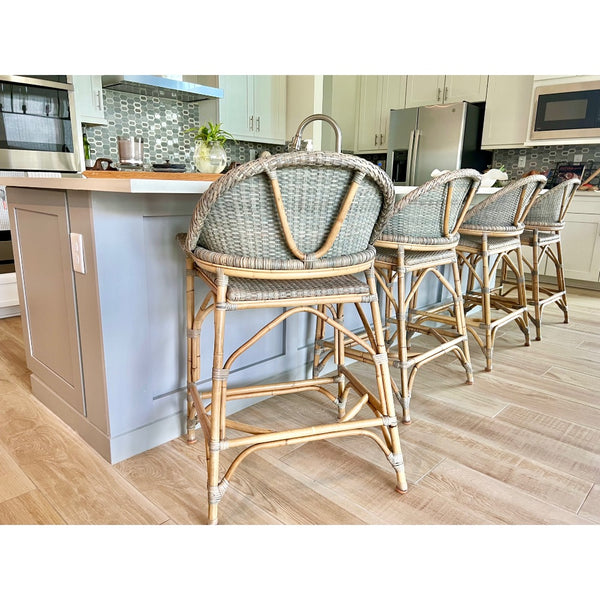 counter stool misty fog gray woven