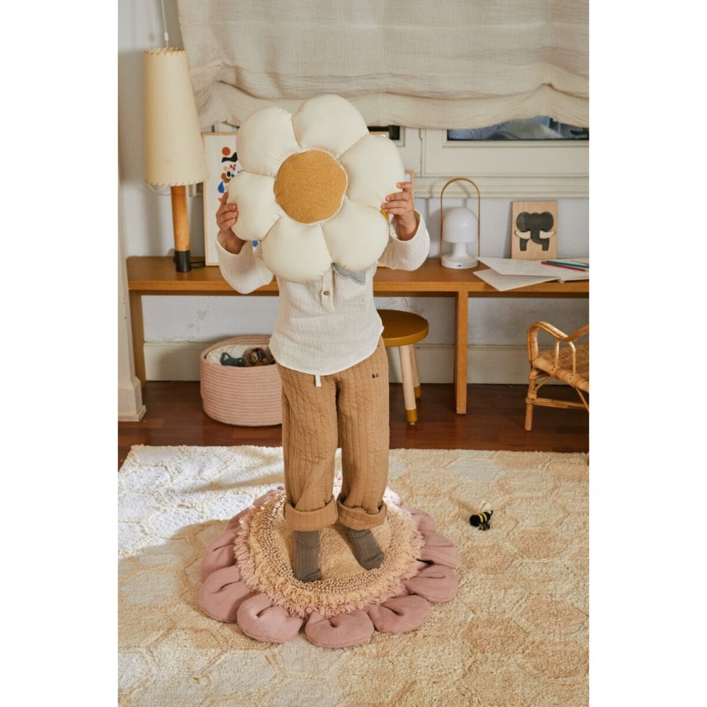 daisy flower cushion pillow petals yellow white poplin cotton canvas