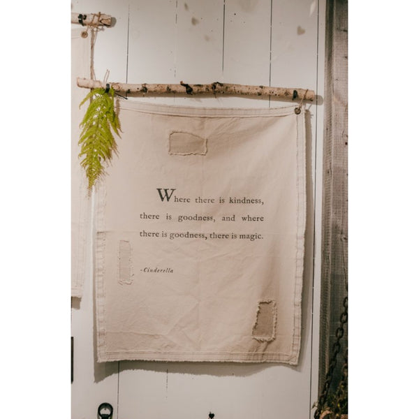 cream, canvas wall hanging Cinderella quote