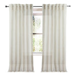 natural and ivory striped shimmer linen sheer curtain panels